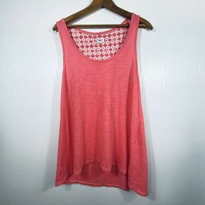 Lucky Brand Women's Pink Coral Flowy Tank Top Larg
